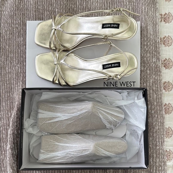 Nine West Gold Heels with Strappy Design - Picture 2 of 5